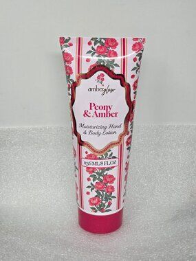 Amber Glow Peony & Amber Moisturizing Hand & Body Lotion 8 Oz Hydrating Formula